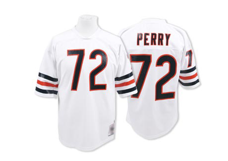 Chicago Bears Authentic White Men William Perry Road Jersey NFL Football #72 Throwback->nfl t-shirts->Sports Accessory